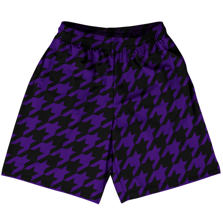 Purple Lakers And Black Houndstooth Lacrosse Shorts Made In USA