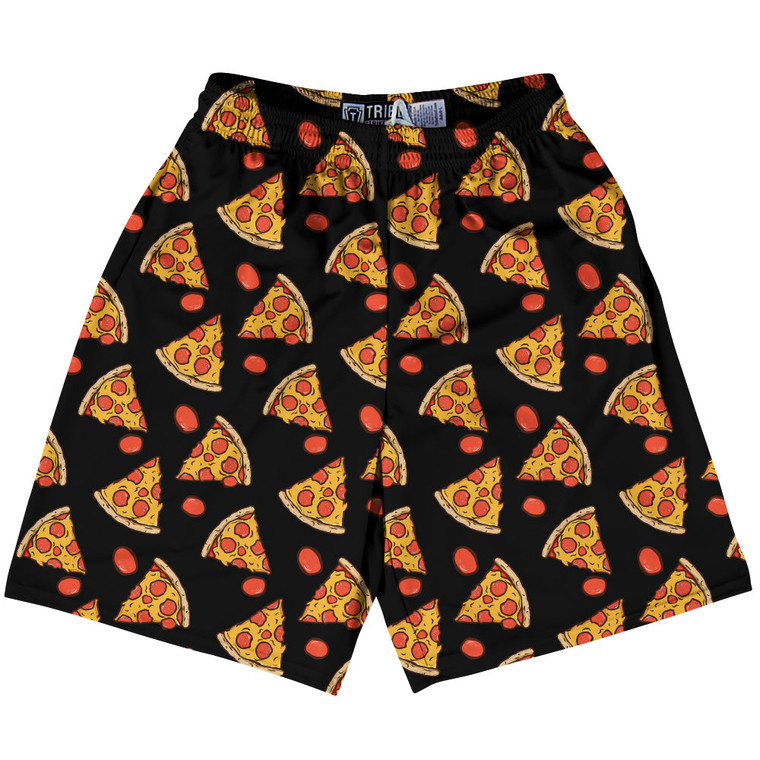 Pizza Slice Black Lacrosse Shorts Made In USA