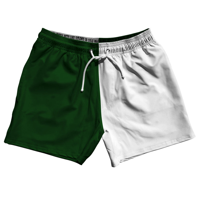 Green Forest And White Quad Color 5" Swim Shorts Made In USA