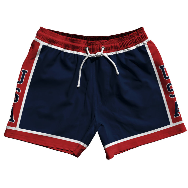 Usa 84 5" Swim Shorts Made In USA - Navy Red