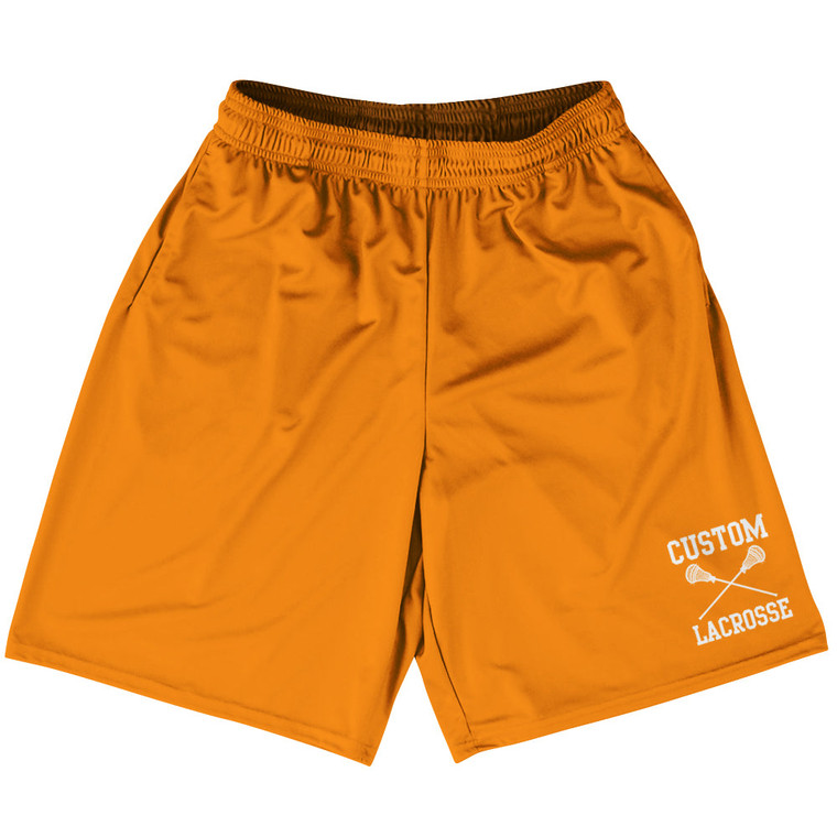 Custom Lacrosse Orange Tennessee Lacrosse Shorts Made In USA