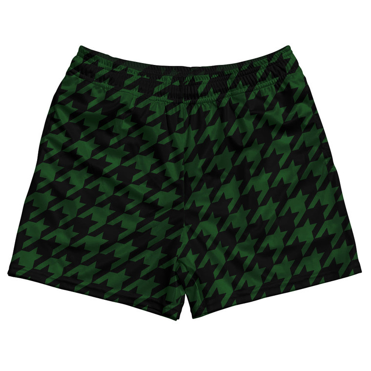 Green Hunter And Black Houndstooth Rugby Gym Short 5 Inch Inseam With Pockets Made In USA