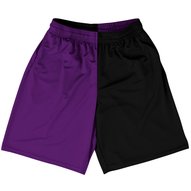 Purple Medium And Black Quad Color Lacrosse Shorts Made In USA