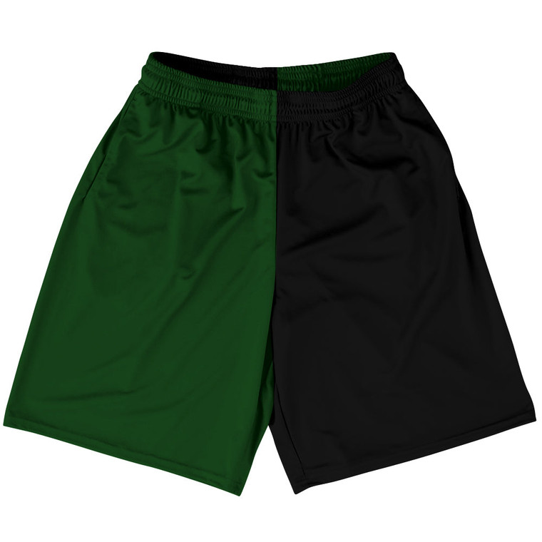 Green Forest And Black Quad Color Lacrosse Shorts Made In USA