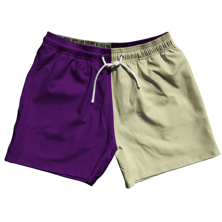 Purple Medium And Vegas Gold Quad Color 5" Swim Shorts Made In USA