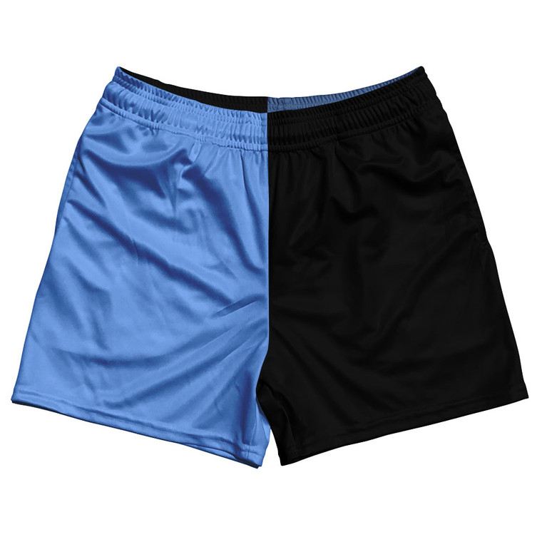 Blue Carolina And Black Quad Color Rugby Gym Short 5 Inch Inseam With Pockets Made In USA
