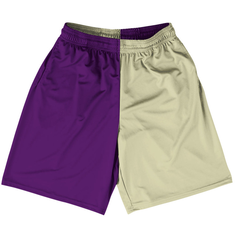 Purple Medium And Vegas Gold Quad Color Lacrosse Shorts Made In USA