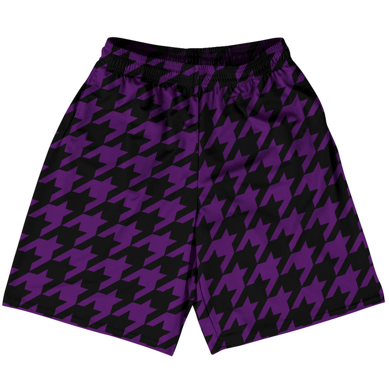 Purple Medium And Black Houndstooth Lacrosse Shorts Made In USA