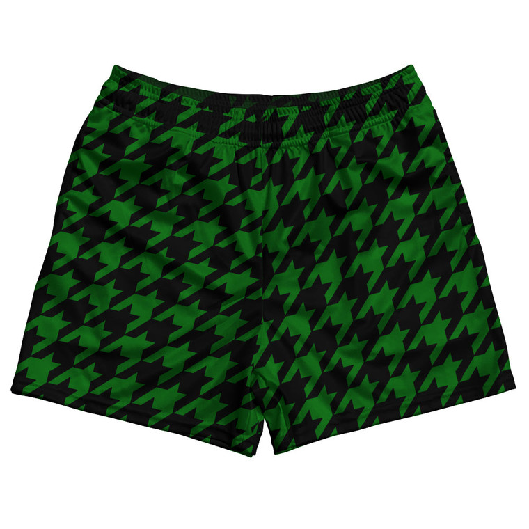 Green Kelly And Black Houndstooth Rugby Gym Short 5 Inch Inseam With Pockets Made In USA