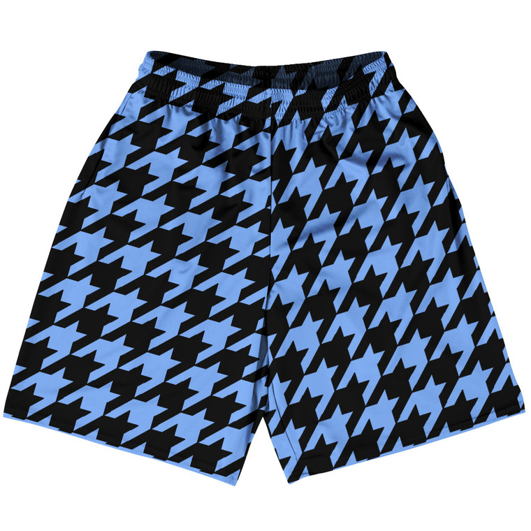 Blue Carolina And Black Houndstooth Lacrosse Shorts Made In USA
