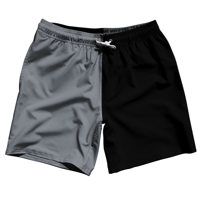 Grey Dark And Black Quad Color Swim Shorts 7" Made In USA