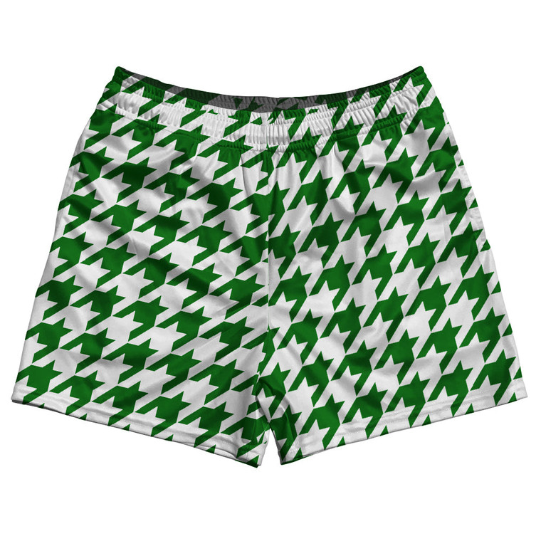 Green Kelly And White Houndstooth Rugby Gym Short 5 Inch Inseam With Pockets Made In USA