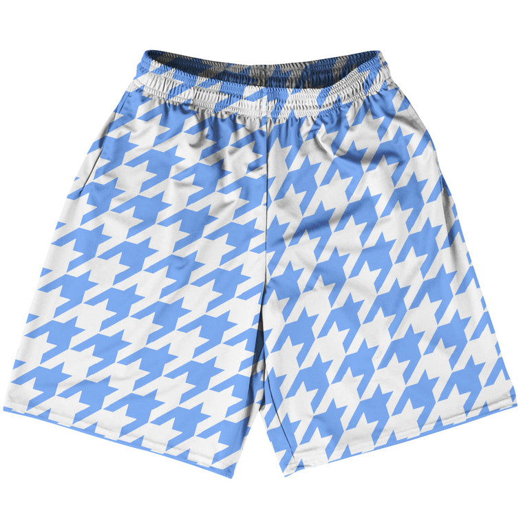 Blue Carolina And White Houndstooth Lacrosse Shorts Made In USA