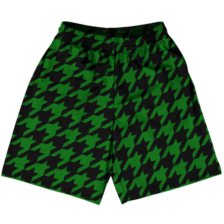 Green Kelly And Black Houndstooth Lacrosse Shorts Made In USA