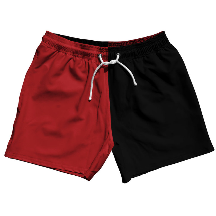 Red Dark And Black Quad Color 5" Swim Shorts Made In USA