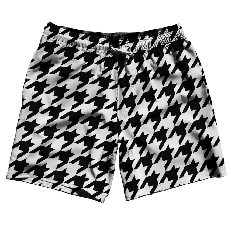 Black And White Houndstooth Swim Shorts 7" Made In USA