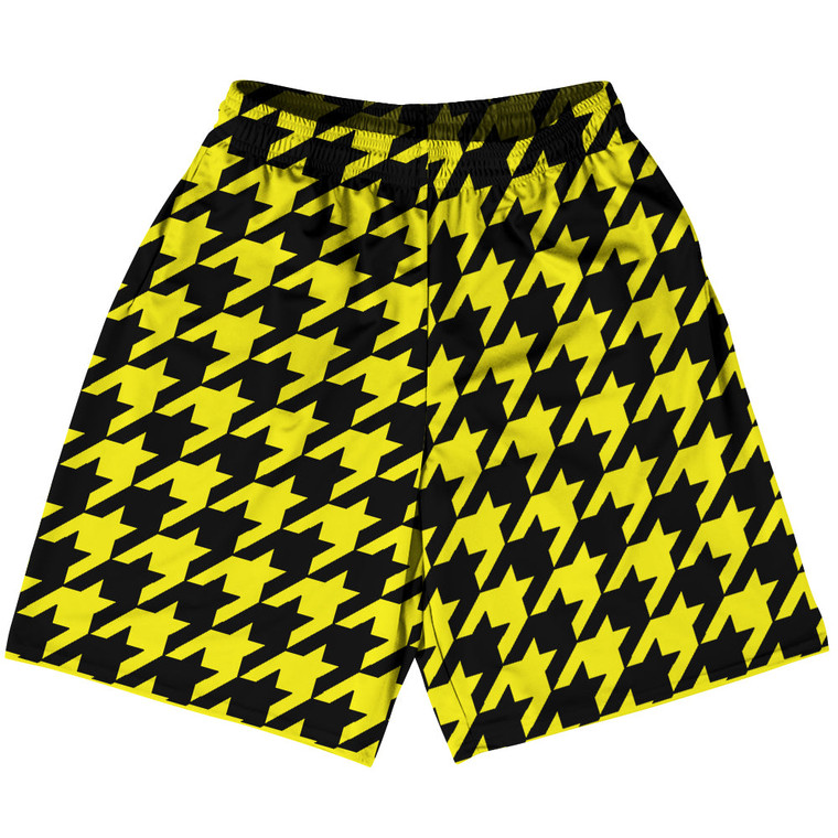 Yellow Bright And Black Houndstooth Lacrosse Shorts Made In USA