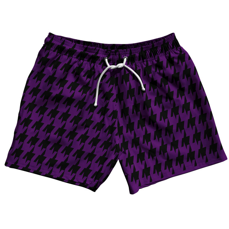 Purple Medium And Black Houndstooth 5" Swim Shorts Made In USA