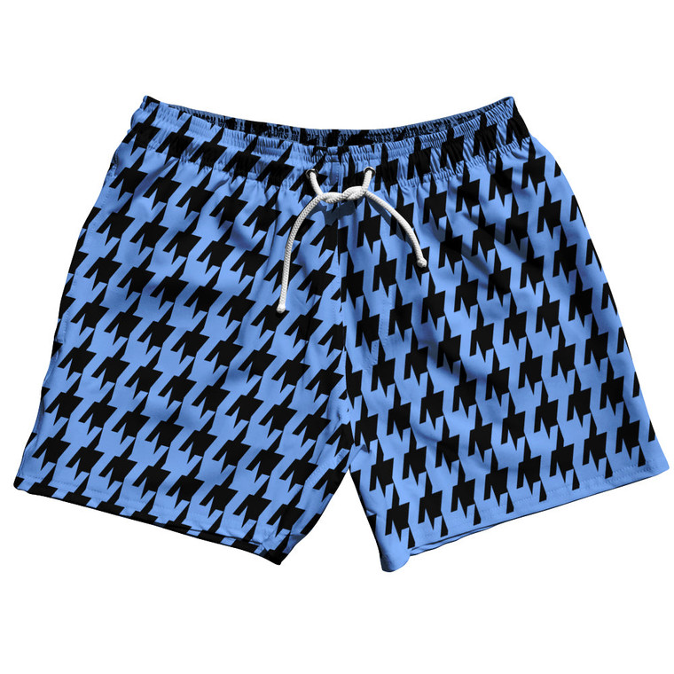 Blue Carolina And Black Houndstooth 5" Swim Shorts Made In USA