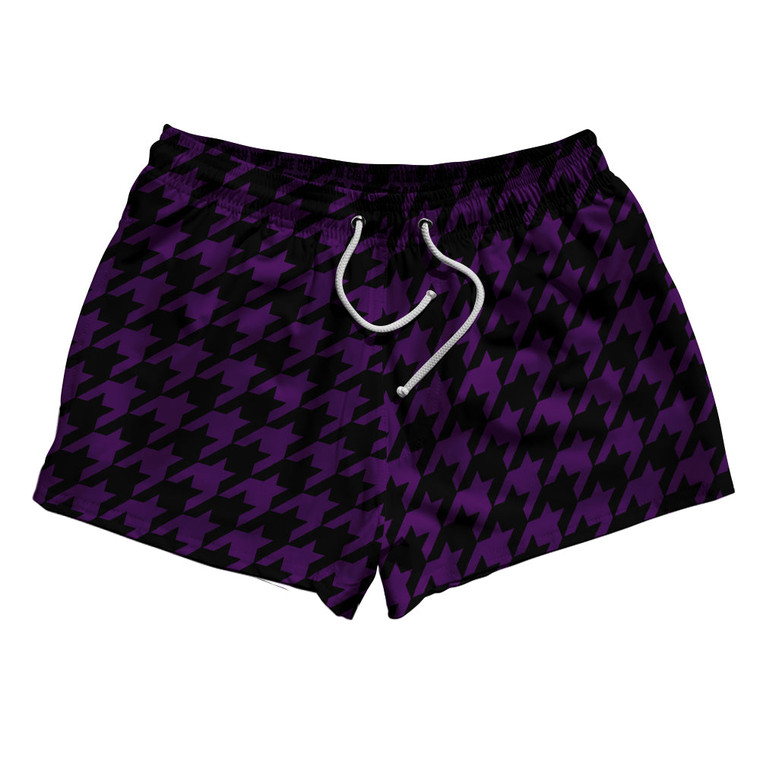 Purple Medium And Black Houndstooth 2.5" Swim Shorts Made In USA