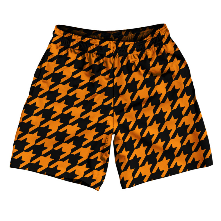 Orange Tennessee And Black Houndstooth Athletic Running Fitness Exercise Shorts 7" Inseam Shorts Made In USA