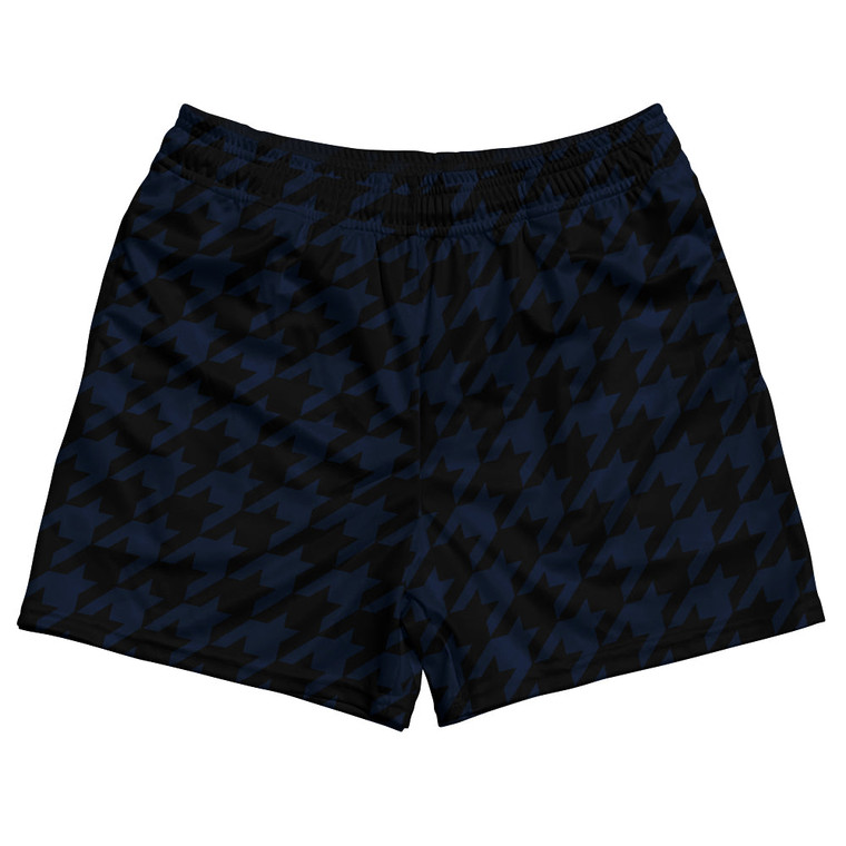 Blue Navy And Black Houndstooth Rugby Gym Short 5 Inch Inseam With Pockets Made In USA