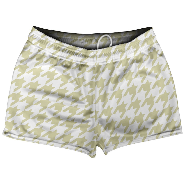 Vegas Gold And White Houndstooth Shorty Short Gym Shorts 2.5" Inseam Made In USA