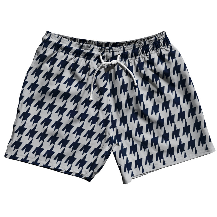 Blue Navy And Grey Medium Houndstooth 5" Swim Shorts Made In USA