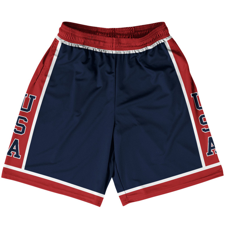 USA 84 Hoops Practice Shorts Made In USA - Navy Red