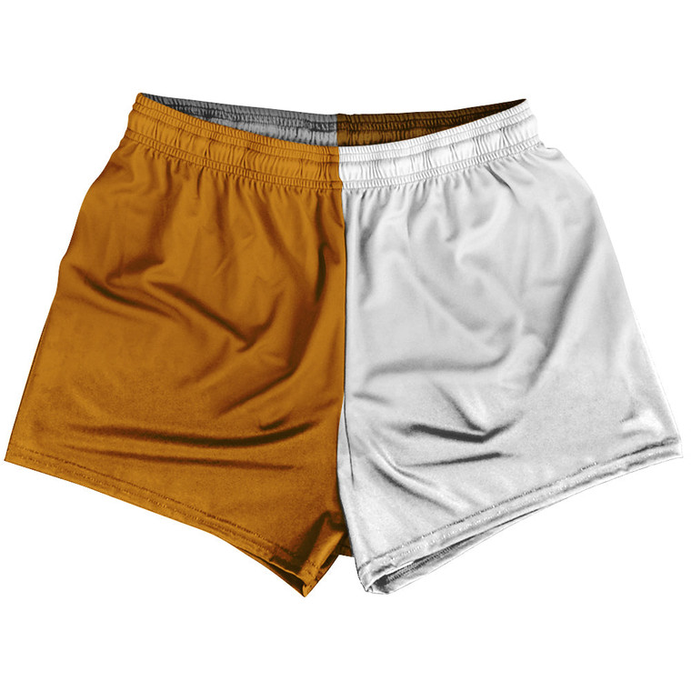 Orange Burnt And White Quad Color Womens & Girls Sport Shorts End Made In USA