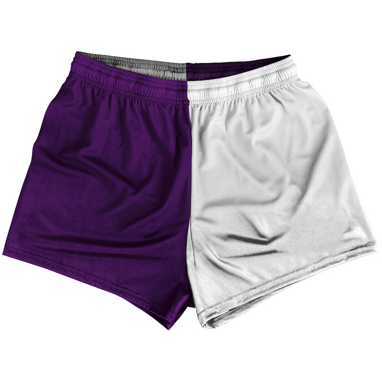 Purple Medium And White Quad Color Womens & Girls Sport Shorts End Made In USA