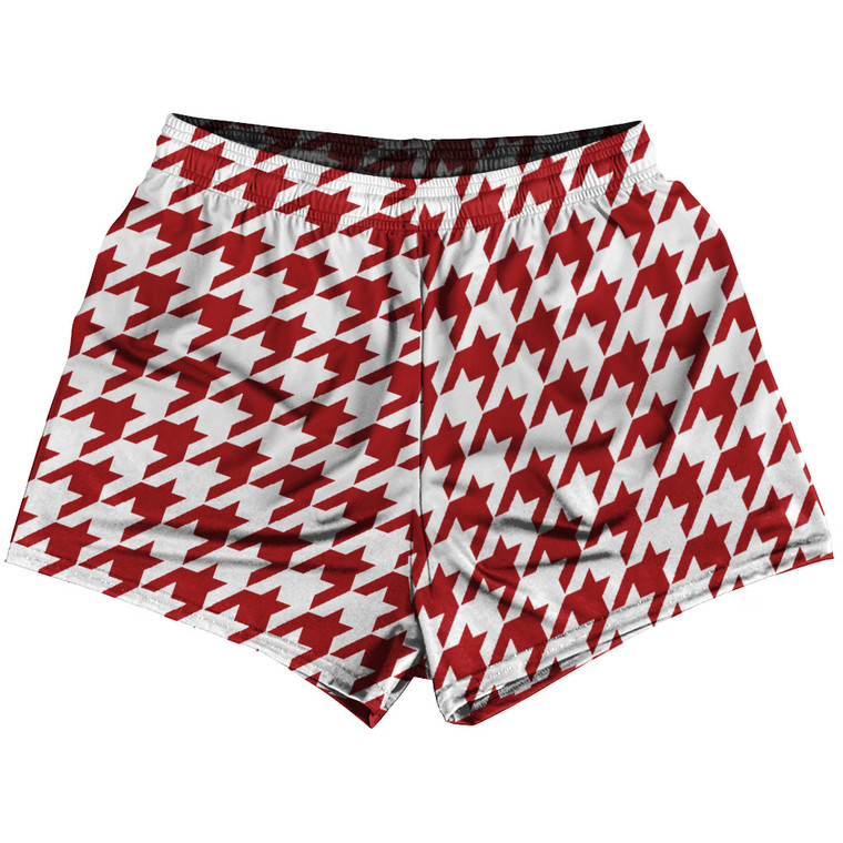 Red Dark And White Houndstooth Womens & Girls Sport Shorts End Made In USA