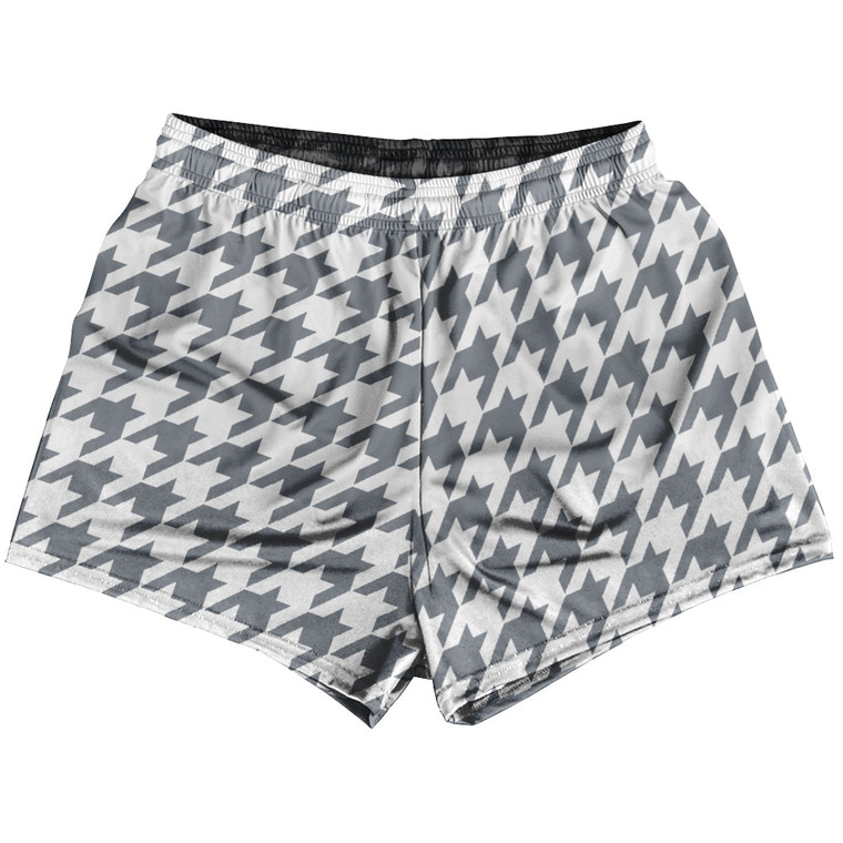 Grey Dark And White Houndstooth Womens & Girls Sport Shorts End Made In USA
