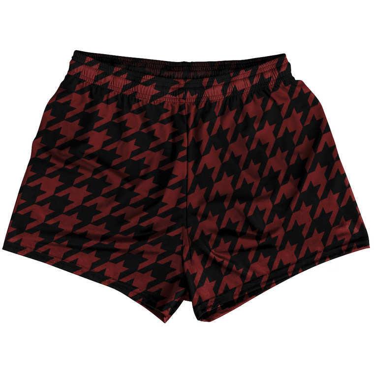 Red Maroon And Black Houndstooth Womens & Girls Sport Shorts End Made In USA