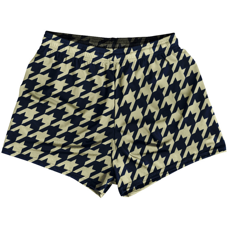 Blue Navy And Vegas Gold Houndstooth Womens & Girls Sport Shorts End Made In USA