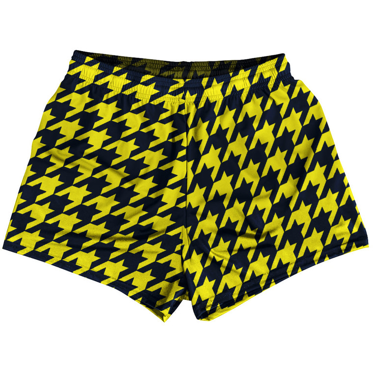 Blue Navy And Yellow Bright Houndstooth Womens & Girls Sport Shorts End Made In USA