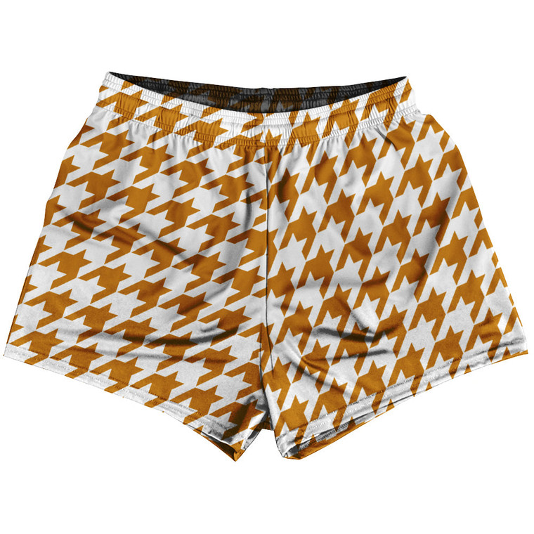 Orange Burnt And White Houndstooth Womens & Girls Sport Shorts End Made In USA