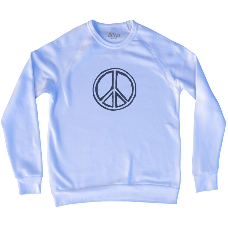 Peace Sign Symbol Outline Adult Tri-Blend Sweatshirt - White