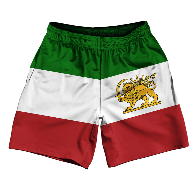 Free Iran Country Flag Athletic Running Fitness Exercise Shorts 7" Inseam Shorts Made In USA - Green Red White