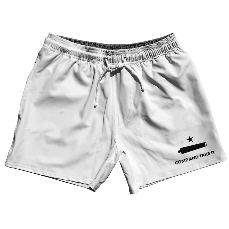 Come And Take It 5" Swim Shorts Made in USA - White