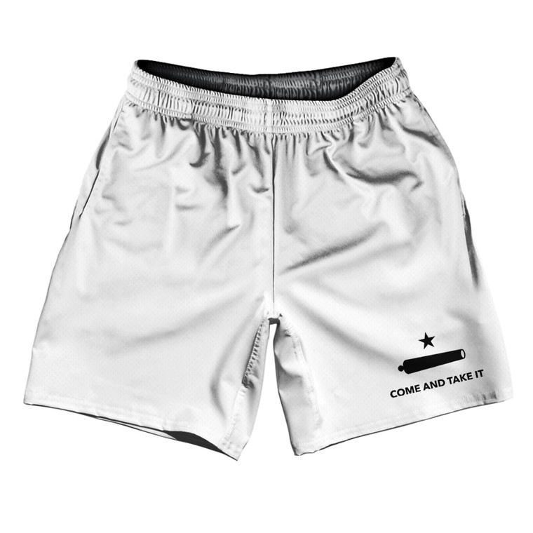 Come And Take It Athletic Running Fitness Exercise Shorts 7" Inseam Shorts Made In USA - White