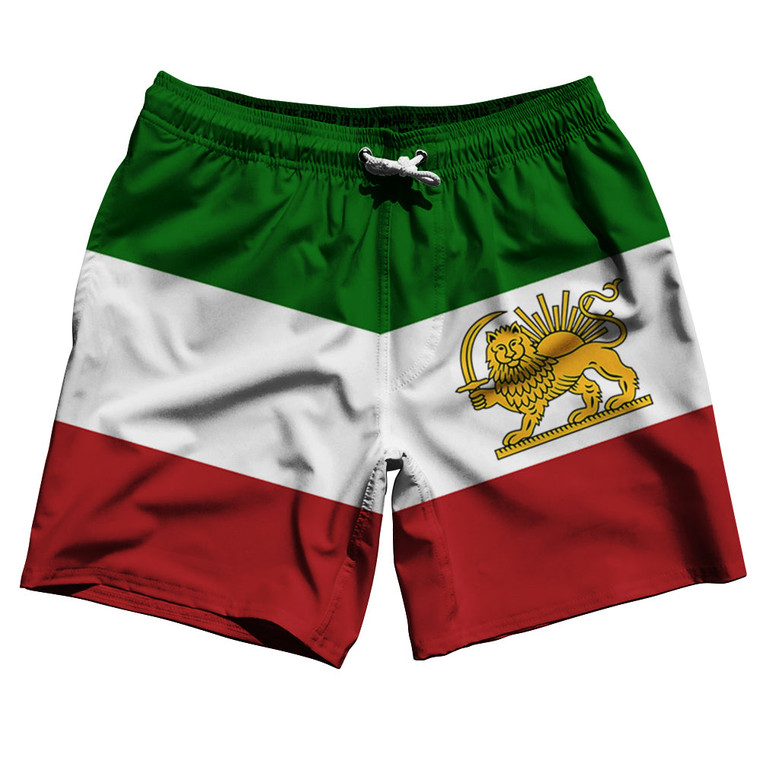 Free Iran Country Flag Swim Shorts 7" Made in USA - Green Red White