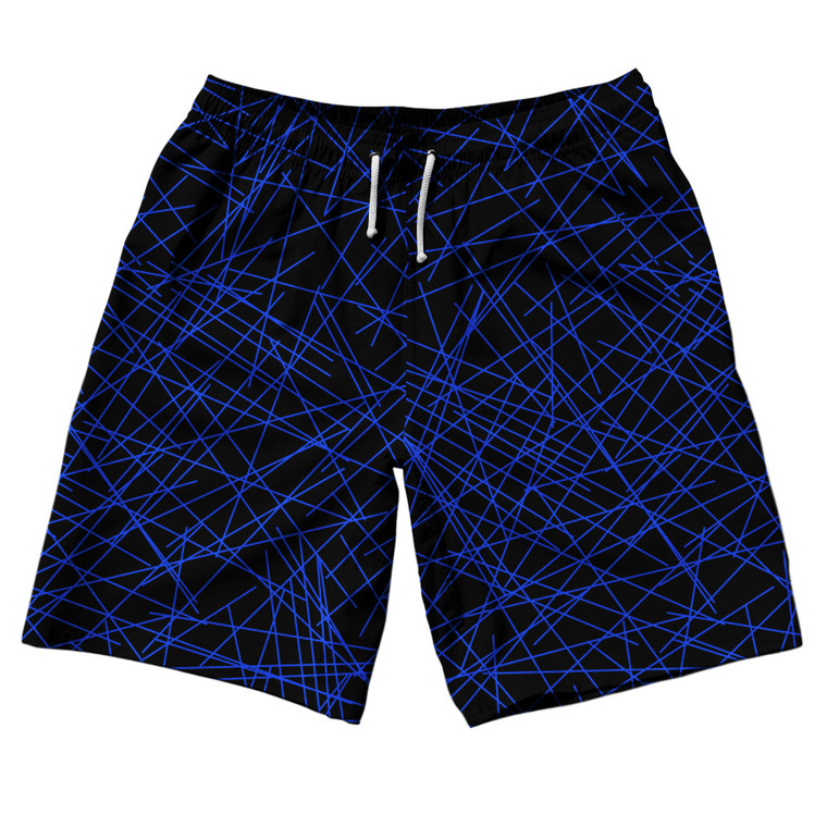 Laser Show Neon Blue 10" Swim Shorts Made in USA - Neon Blue