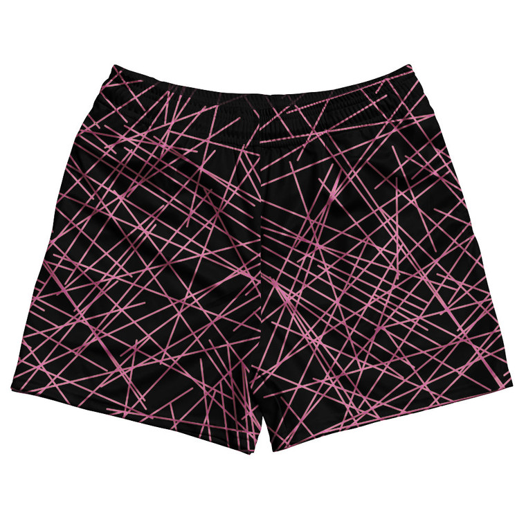 Laser Show Rugby Gym Short 5 Inch Inseam With Pockets Made In USA - Bright Pink