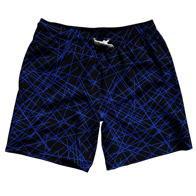 Laser Show Neon Blue Swim Shorts 7" Made in USA - Neon Blue