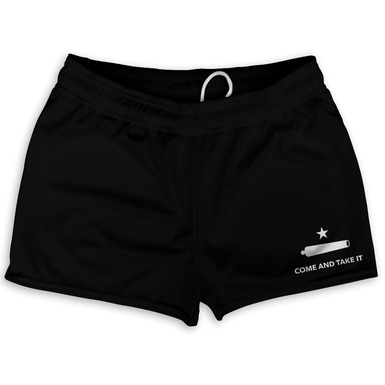 Come And Take It Shorty Short Gym Shorts 2.5" Inseam Made In USA - Black