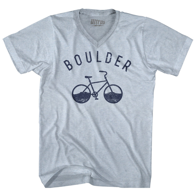 Boulder Bike Adult Tri-Blend V-neck T-shirt - Athletic White