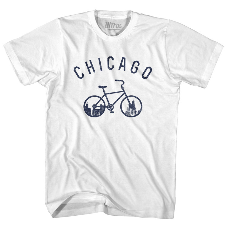 Chicago Bike Adult Cotton T-shirt - White