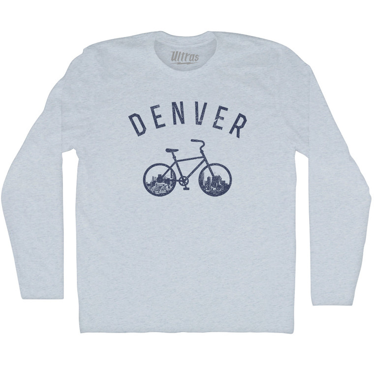 Denver Bike Adult Tri-Blend Long Sleeve T-shirt - Athletic White