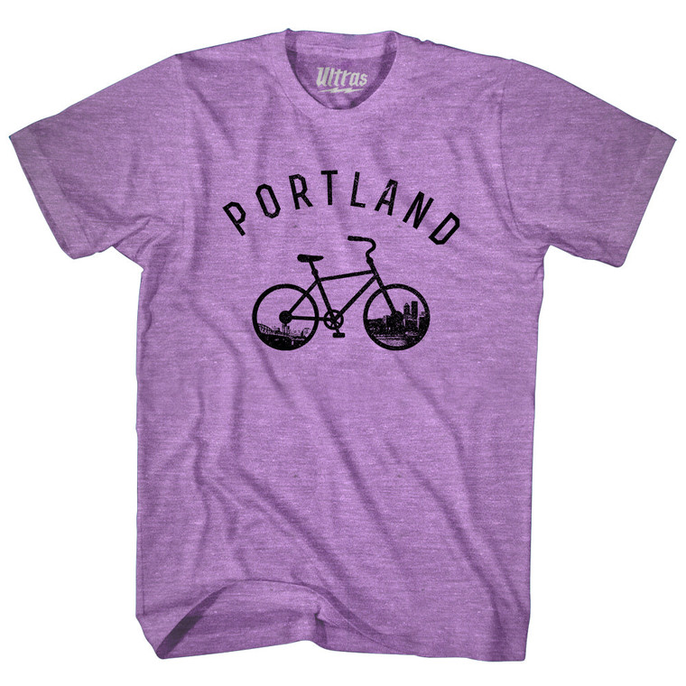Portland Bike Adult Tri-Blend T-shirt - Athletic Purple